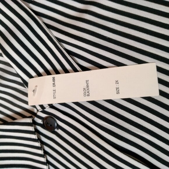 Vintage 90s Claudia Richard Blouse Woman Plus Size 2X Black White Striped NOS - Picture 13 of 15